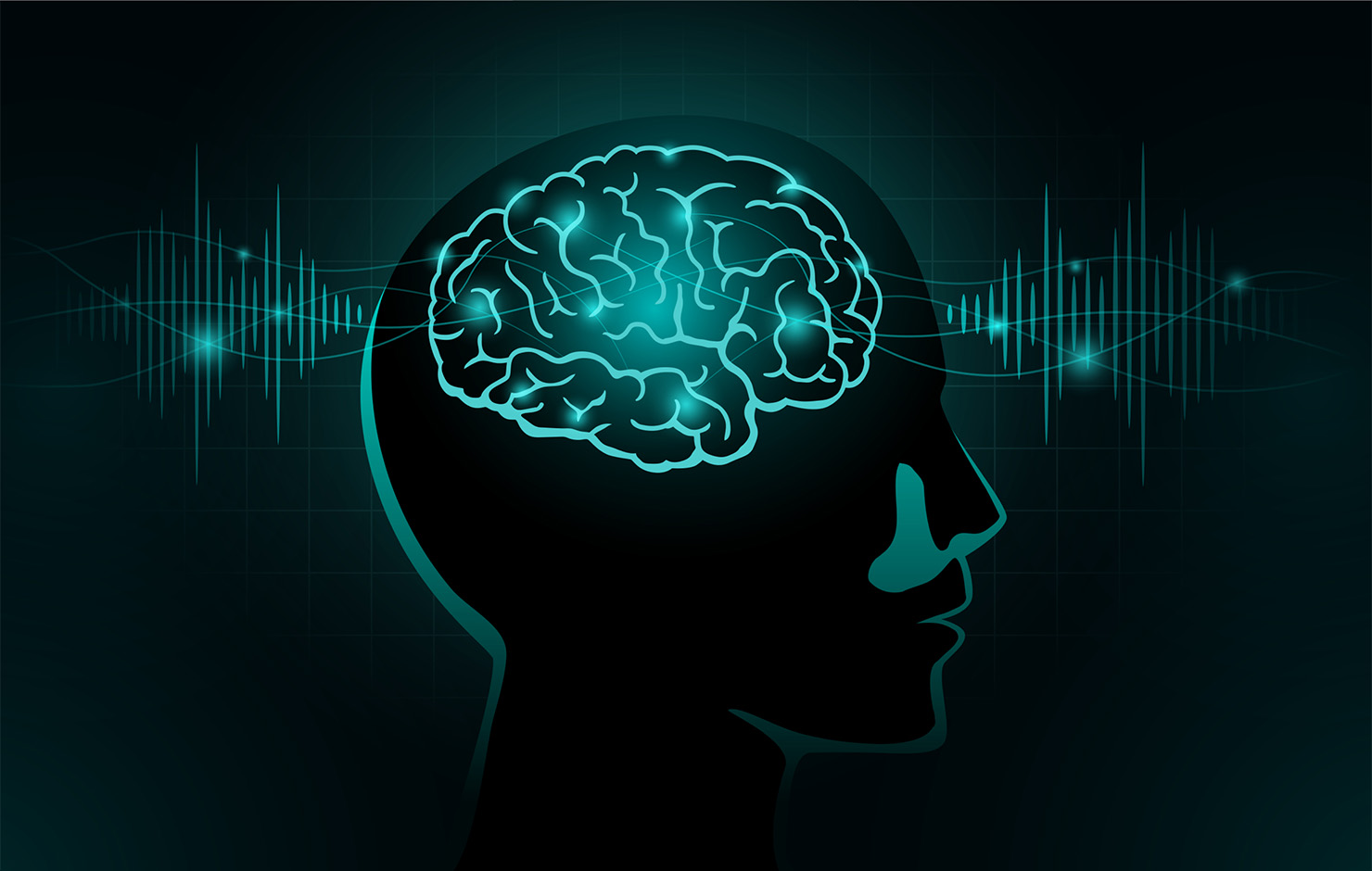 脳と音波のイラスト