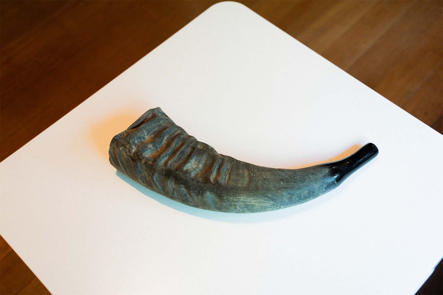 角笛は、金管楽器であるホルンの先祖。 象や牛、バッファローなどの角から作られていたが、中世ヨーロッパの騎士たちの間では特に象牙製の角笛が愛好されていたという。 中世では、晩酌の盃としても使われていたという記述も残っている。 （出典：ヤマハ）