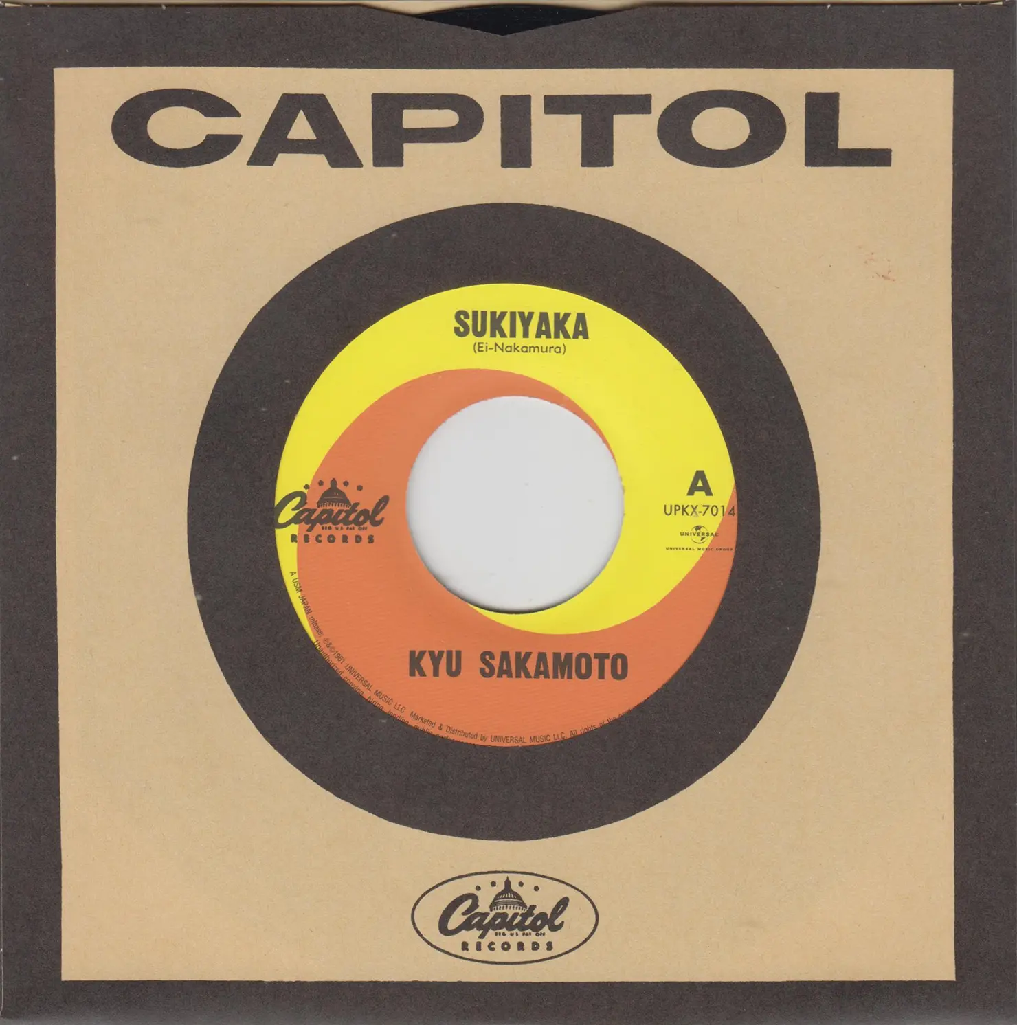 最初にプレスされたものは「SUKIYAKA」表記となっていたが、すぐに「SUKIYAKI」に改められた