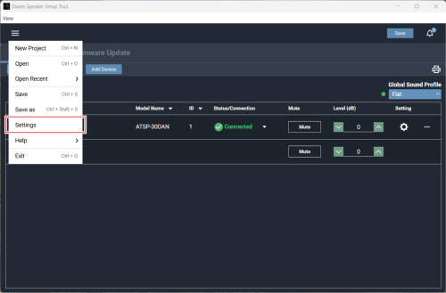 Software application settings