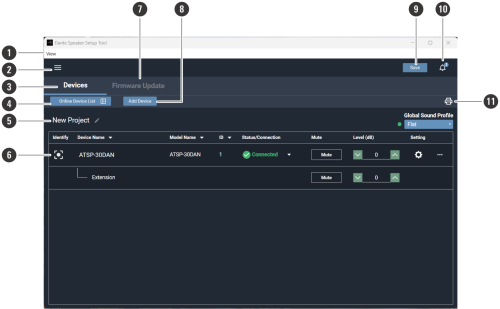 Overview of the project screen