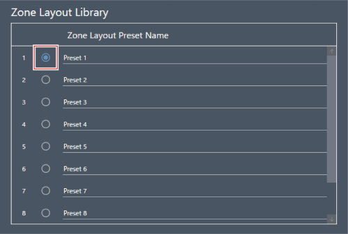 Zone Layout Library（Presets）