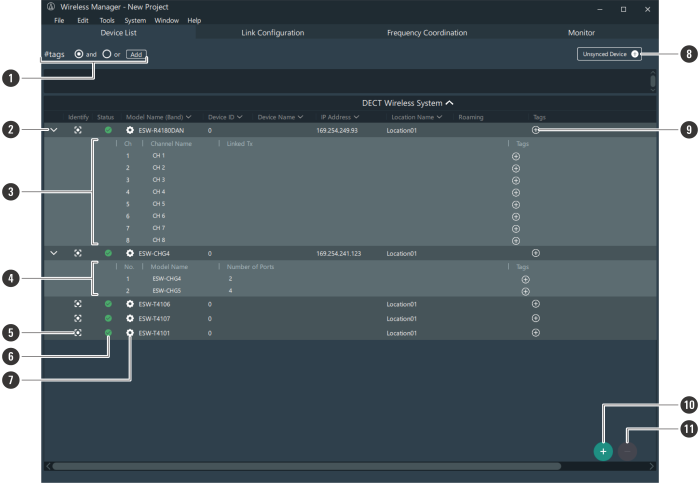 “Device List” screen