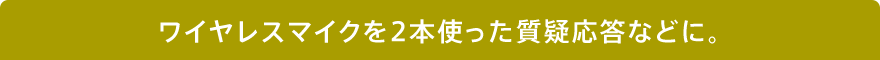 ワイヤレスマイクを2本使った質疑応答などに。