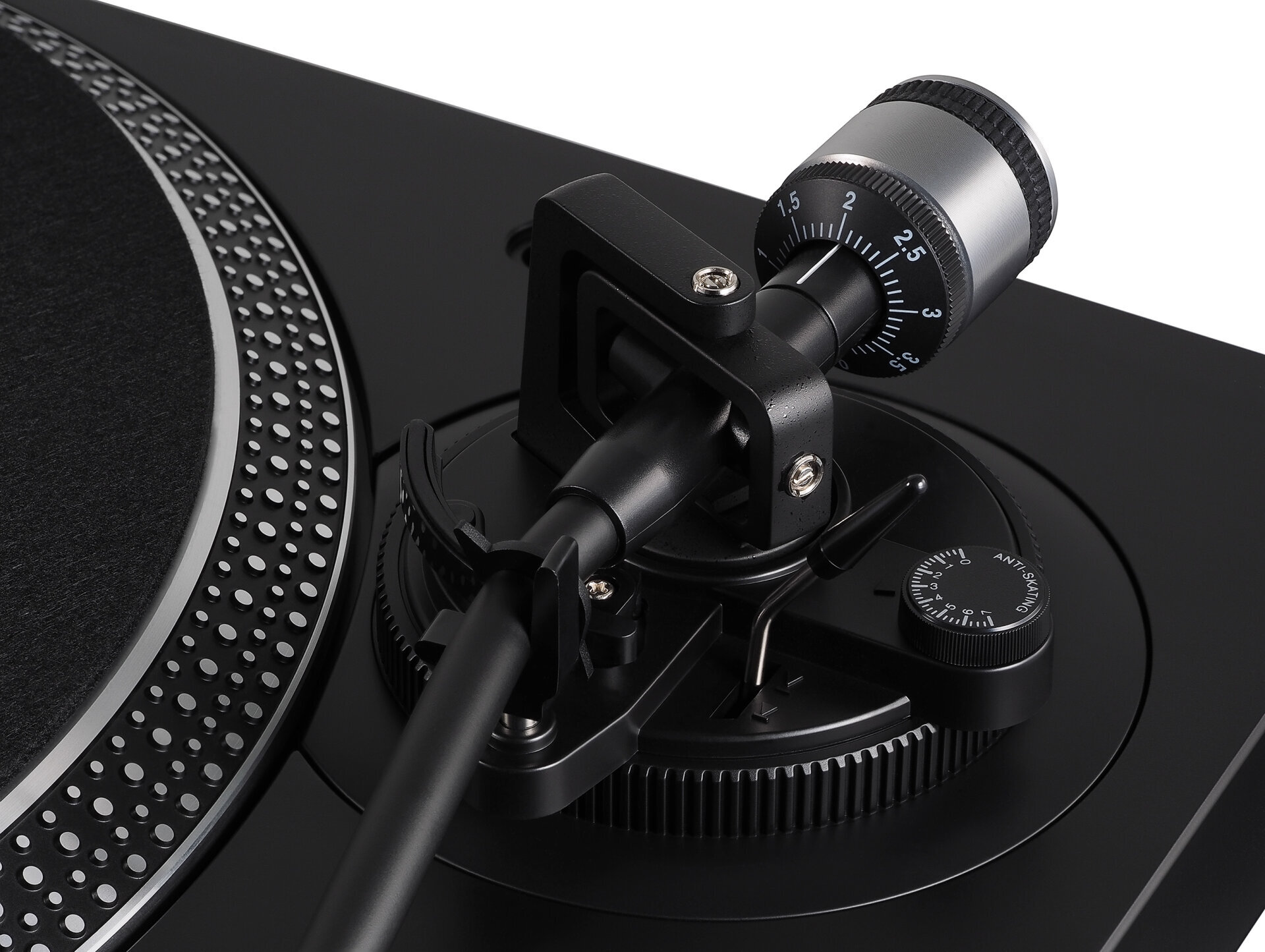 AT-LP120XBT-USB：油圧式アームリフターとクランプ付きアームレストを装備