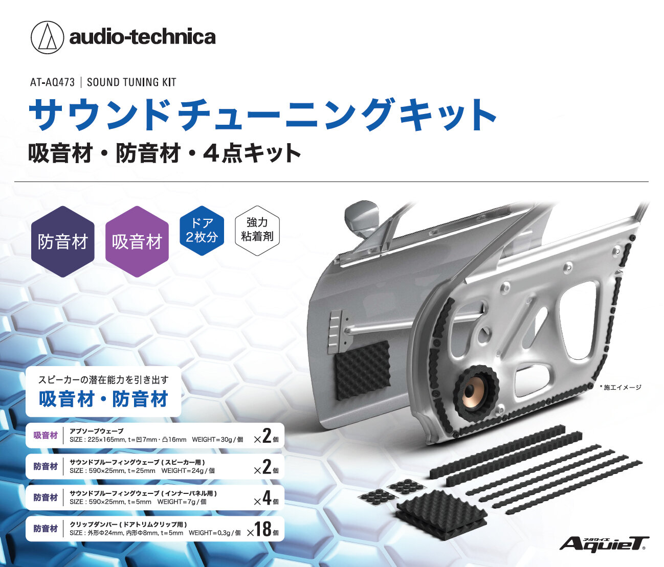 防音材 断熱材 audio-technica オーディオテクニカ AT-AQ461P5 AquieT(アクワイエ) ダンピングアブソーバー - 2