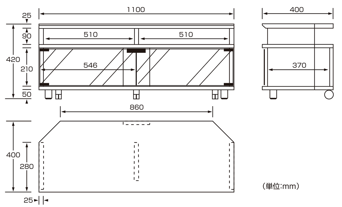 TX-1100：外形寸法図